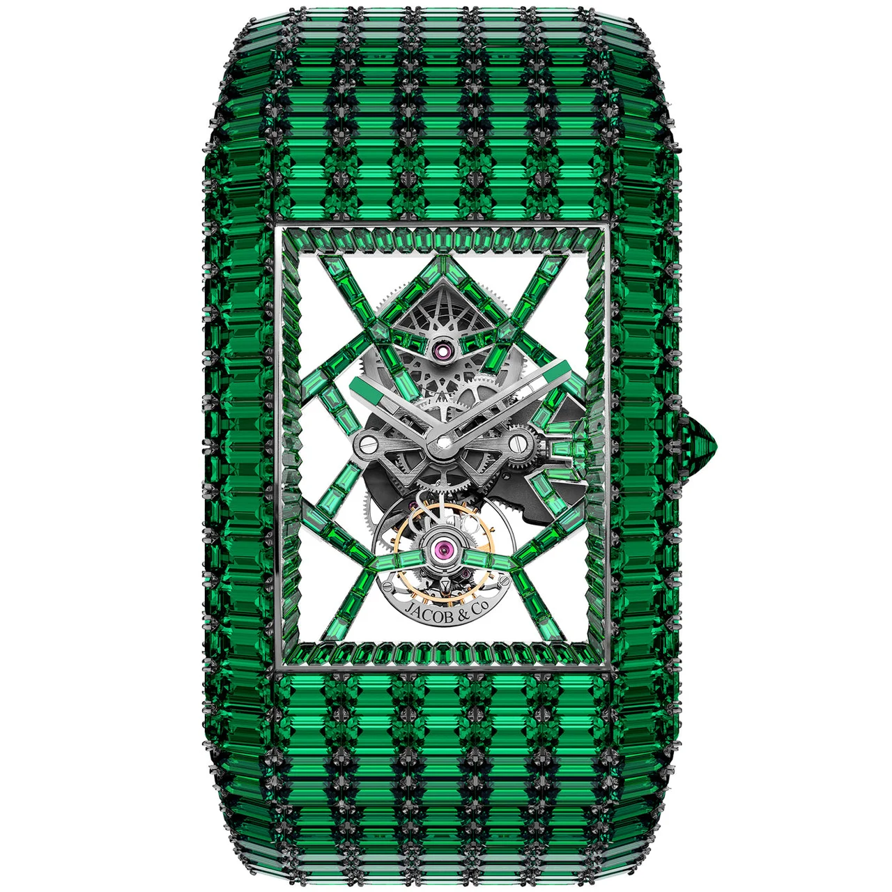 Jacob & Co. Jacob & Co. Billionaire III Emeralds White Gold on Bracelet BL115.30.AA.UA.A30AB kol saati