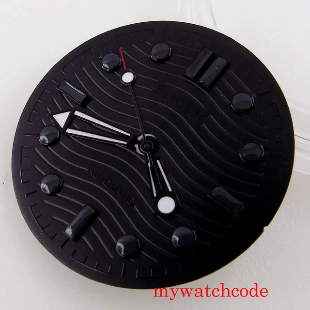 Tandorio Black Sterile Top Quality Watch Dial Hands For NH35 MIYOTA 8215 821A Movement Par