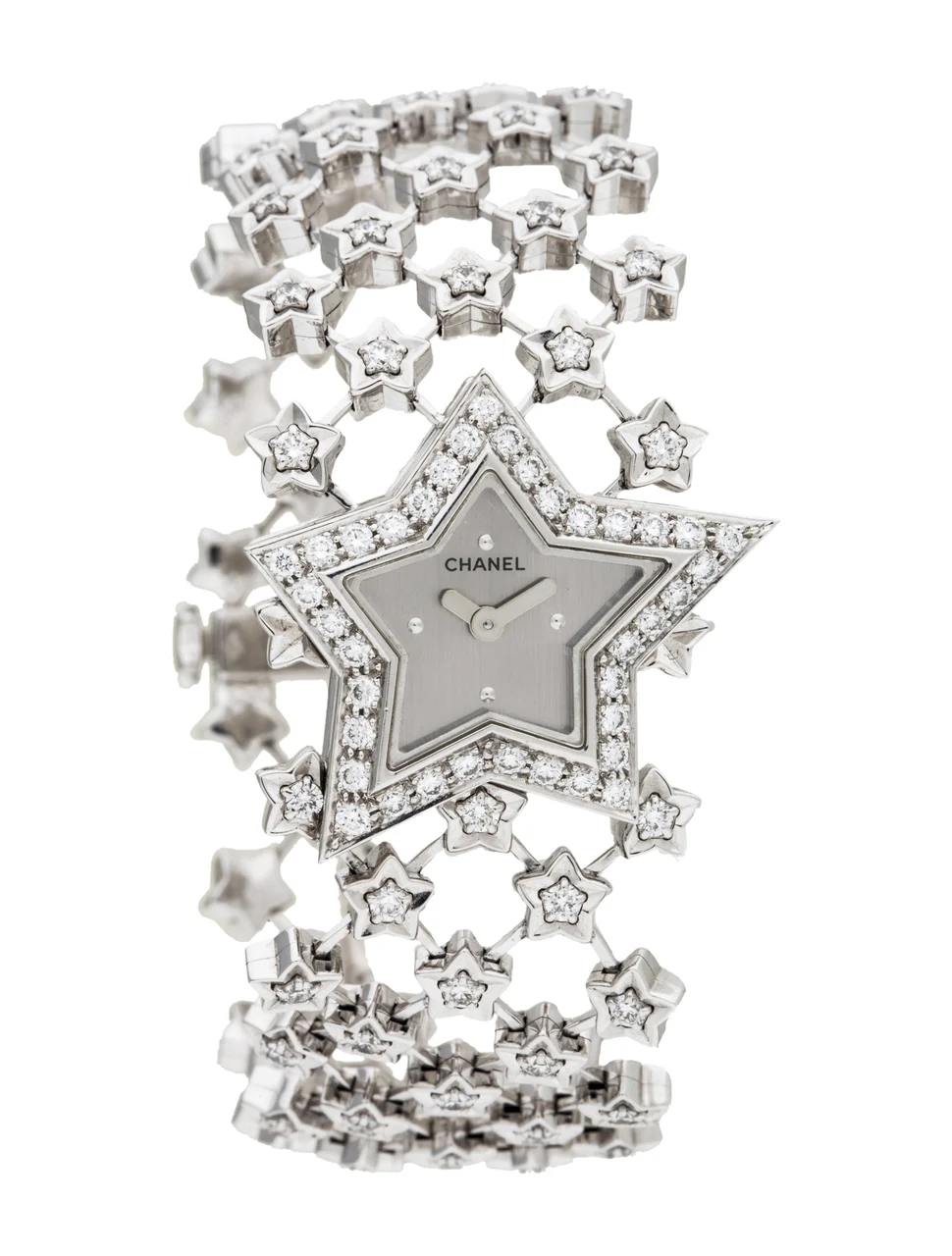 Chanel Poussière D’Étoile Comète Lady’S CHANEL POUSSIÈRE D’ÉTOILE COMÈTE LADY’S REF. J2357 WHITE GOLD Fine and elegant, quartz, 18K white gold lady’s diamond-set wristwatch. kol saati