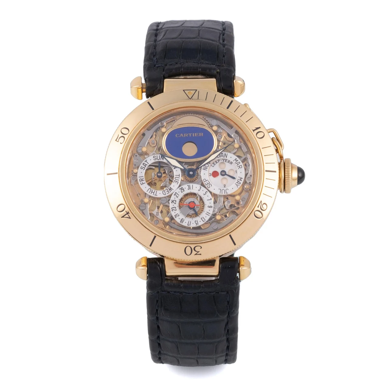 Cartier CARTIER REF 2000, PASHA, PERPETUAL CALENDAR, TOURBILLON, SKELETON DIAL, YELLOW GOLD kol saati