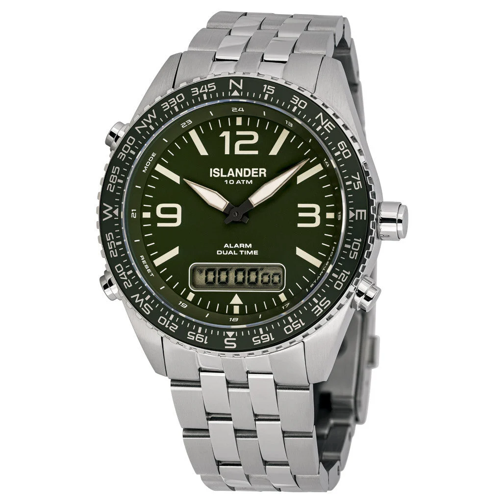 Islander Rocky Point Analog-Digital Watch with Green Dial #ISL-329 kol saati