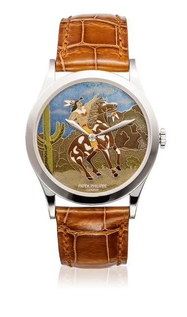 Patek Philippe PATEK PHILIPPE REF. 5077 CLOISONNE ENAMEL DIAL PLATINUM kol saati