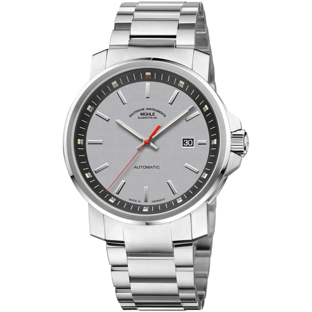 Muhle Glashutte Mühle Glashütte 29ER Big Silver Grey Dial on Bracelet M1-25-37-MB 42.4 mm kol saati