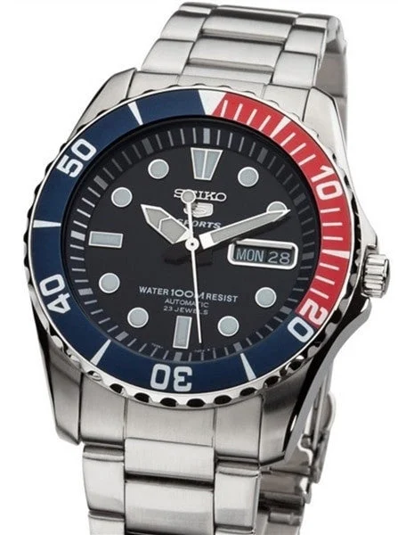 Seiko Scratch and Dent - 42mm Sports 5, 23-Jewel Automatic Watch with Day and Date Window