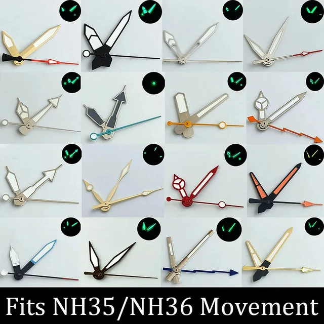 Tandorio high-quality Watch accessories watch pointer NH series 35 NH36 hands green lumino