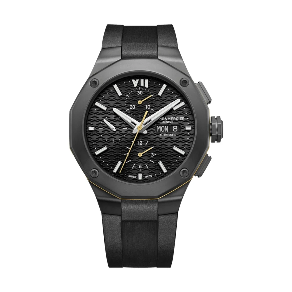 Baume Et Mercier Riviera 10625 Automatic Chronograph 43mm - Black on Rubber Strap M0A10625 43 mm kol saati