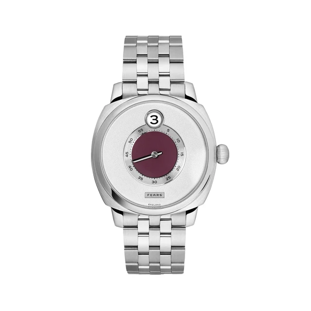 Fears Brunswick Jump Hour "Barleycorn Plum" 40.5mm - Silver-White on Bracelet BS240.500A.0