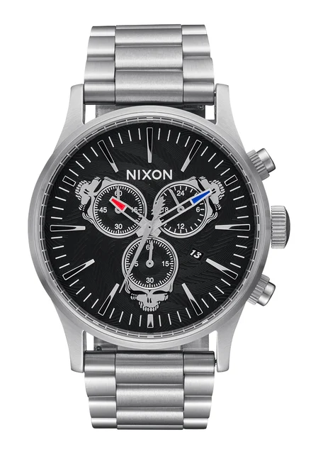 Nixon US Grateful Dead Sentry Chrono - Silver / Black A1338-625-00 kol saati