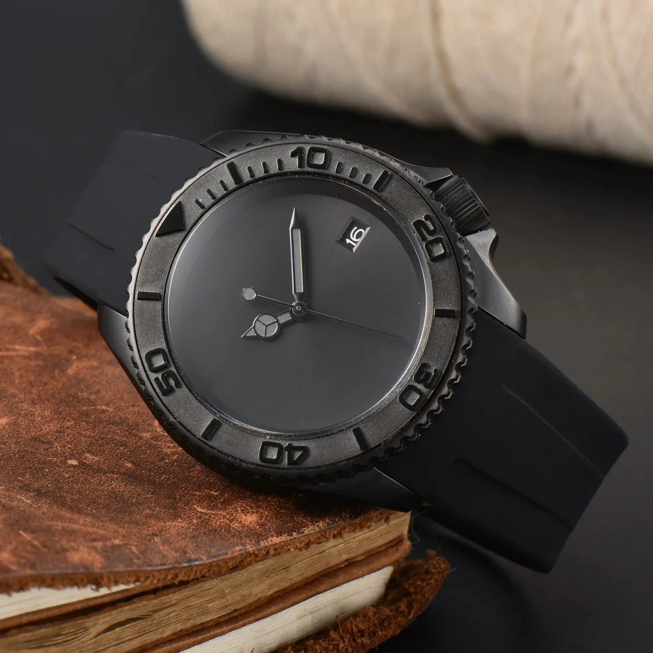 Tandorio Watches Black Sterile Yacht Master Watch 40.5mm /41mm Diving NH36 Movement Day-Date Ceramic Bezel Sapphire 5Bar 14:200000080#Black3 41 mm kol saati