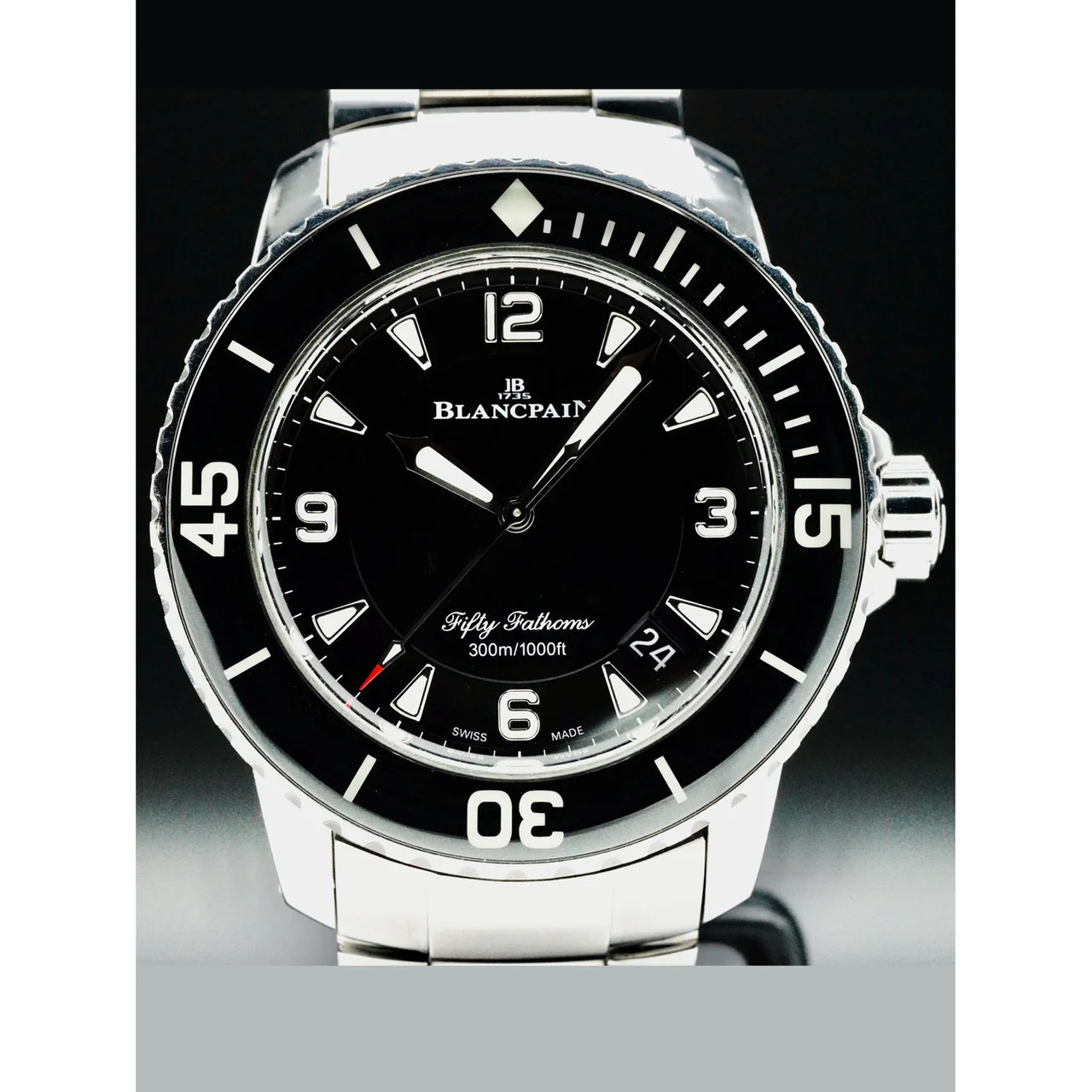 Blancpain Fifty Fathoms Steel Black Dial 210000072125 45 mm kol saati