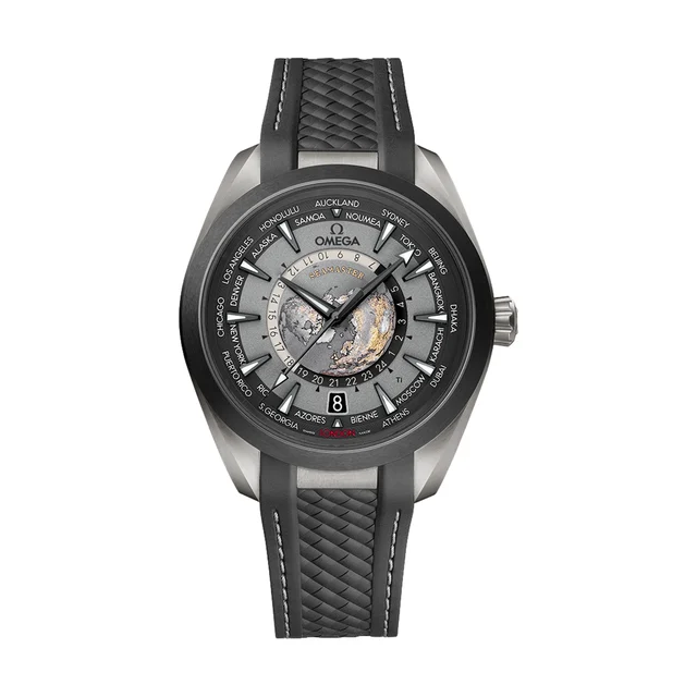 OMEGA Seamaster Aqua Terra 150M GMT Worldtimer 43mm - Grey on Rubber Strap O22092432299001