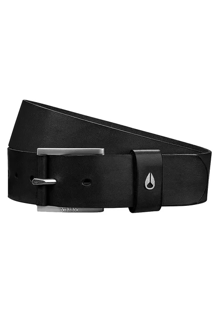 Nixon US Americana Leather Belt - Black / Silver C3006-180-01 kol saati