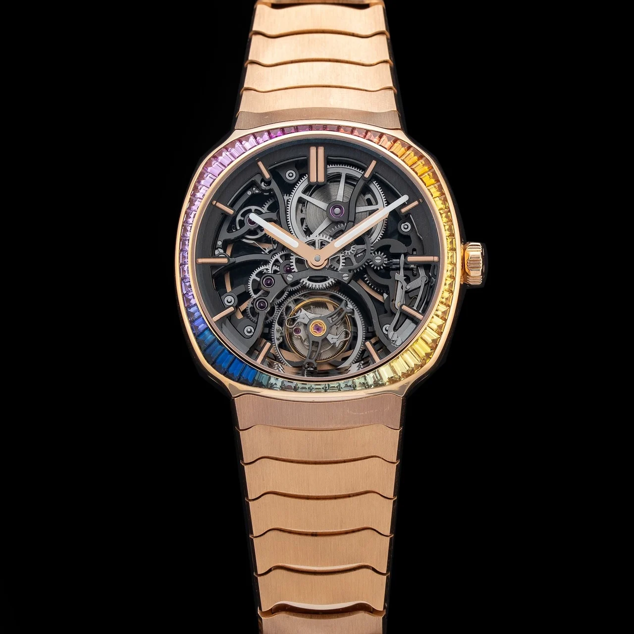 H. Moser & Cie. - Moser & Cie. 6814-0401 Streamliner Tourbillon Rose Gold Skeleton Rainbow 210009N32796 40 mm kol saati