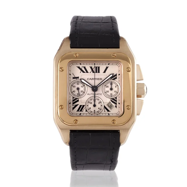 Cartier CARTIER REF W20096Y1, SANTOS 100 XL CHRONOGRAPH,18K YELLOW GOLD kol saati