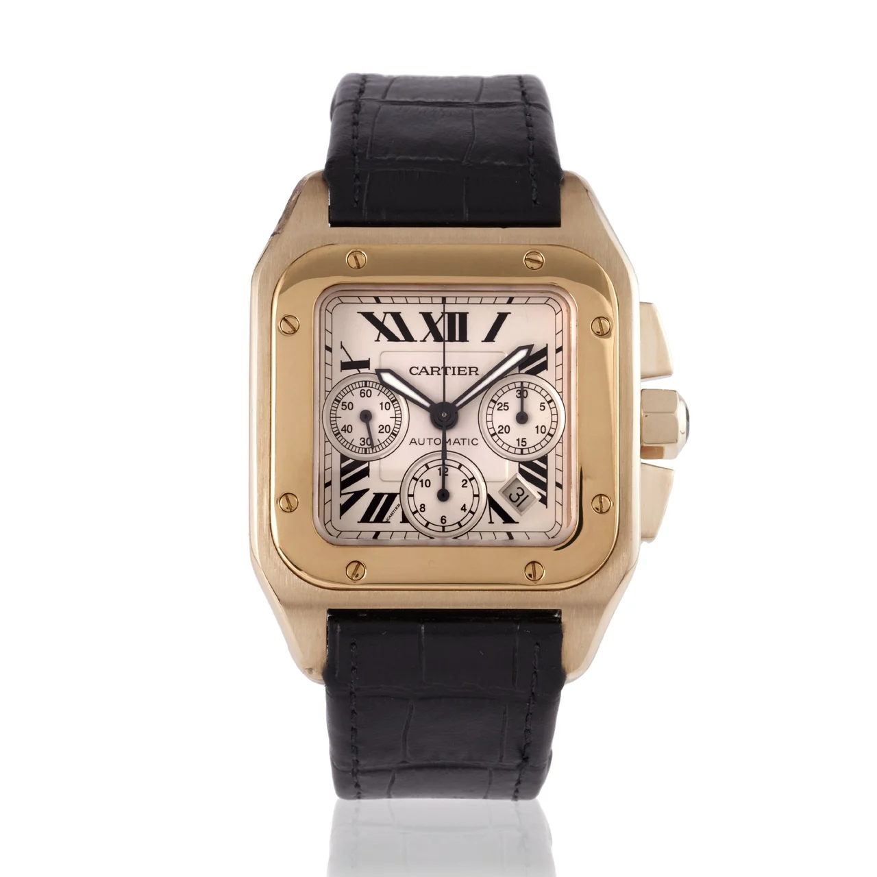 Cartier CARTIER REF W20096Y1, SANTOS 100 XL CHRONOGRAPH,18K YELLOW GOLD kol saati