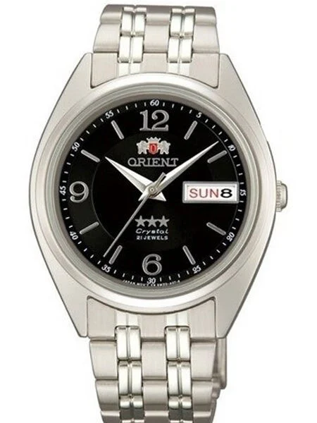 Orient Automatic Watch with Black Dial, Day-Date and SS Bracelet #AB0000EB kol saati