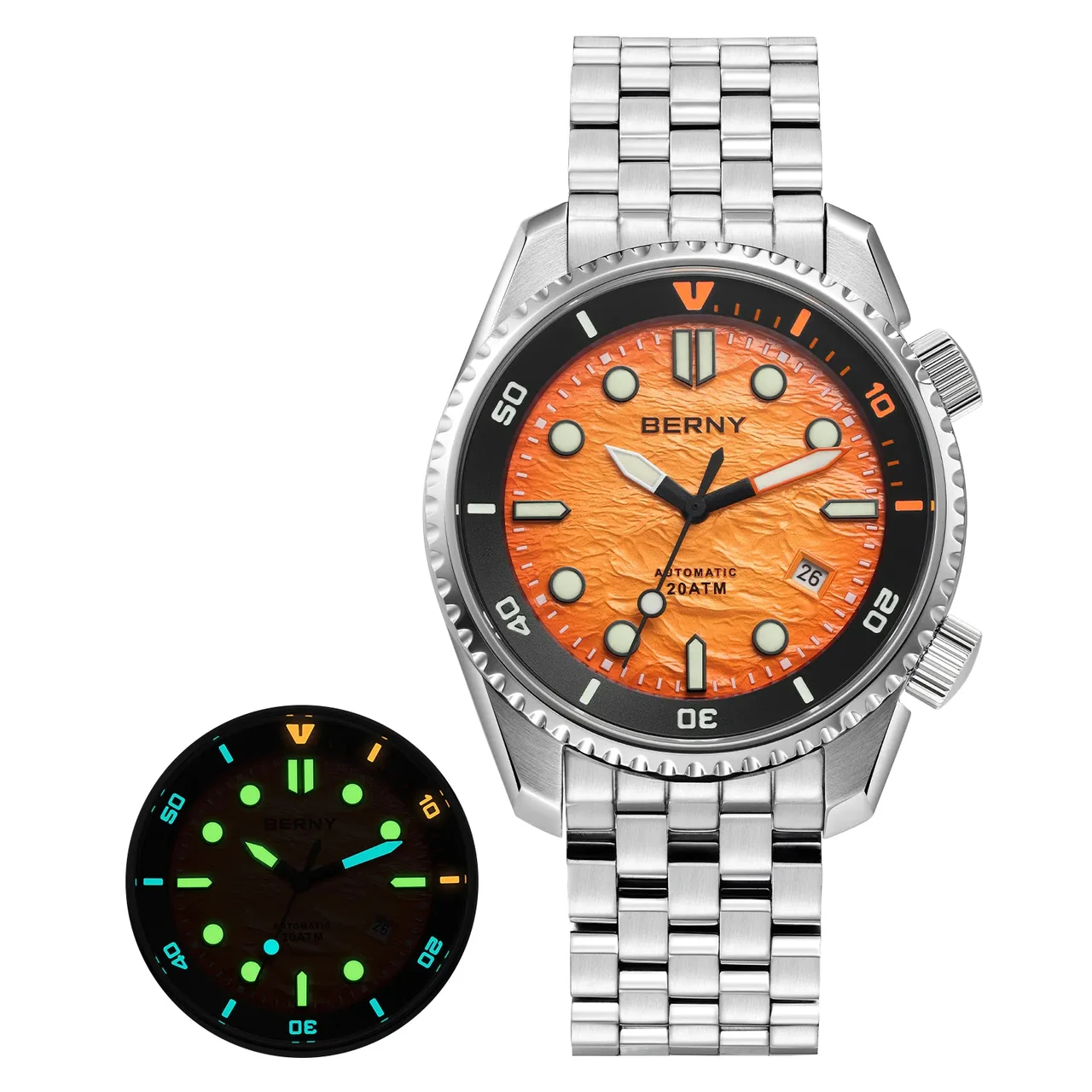 BERNY Men Automatic Diver Watch-AM155MS AM155MS-ORG kol saati