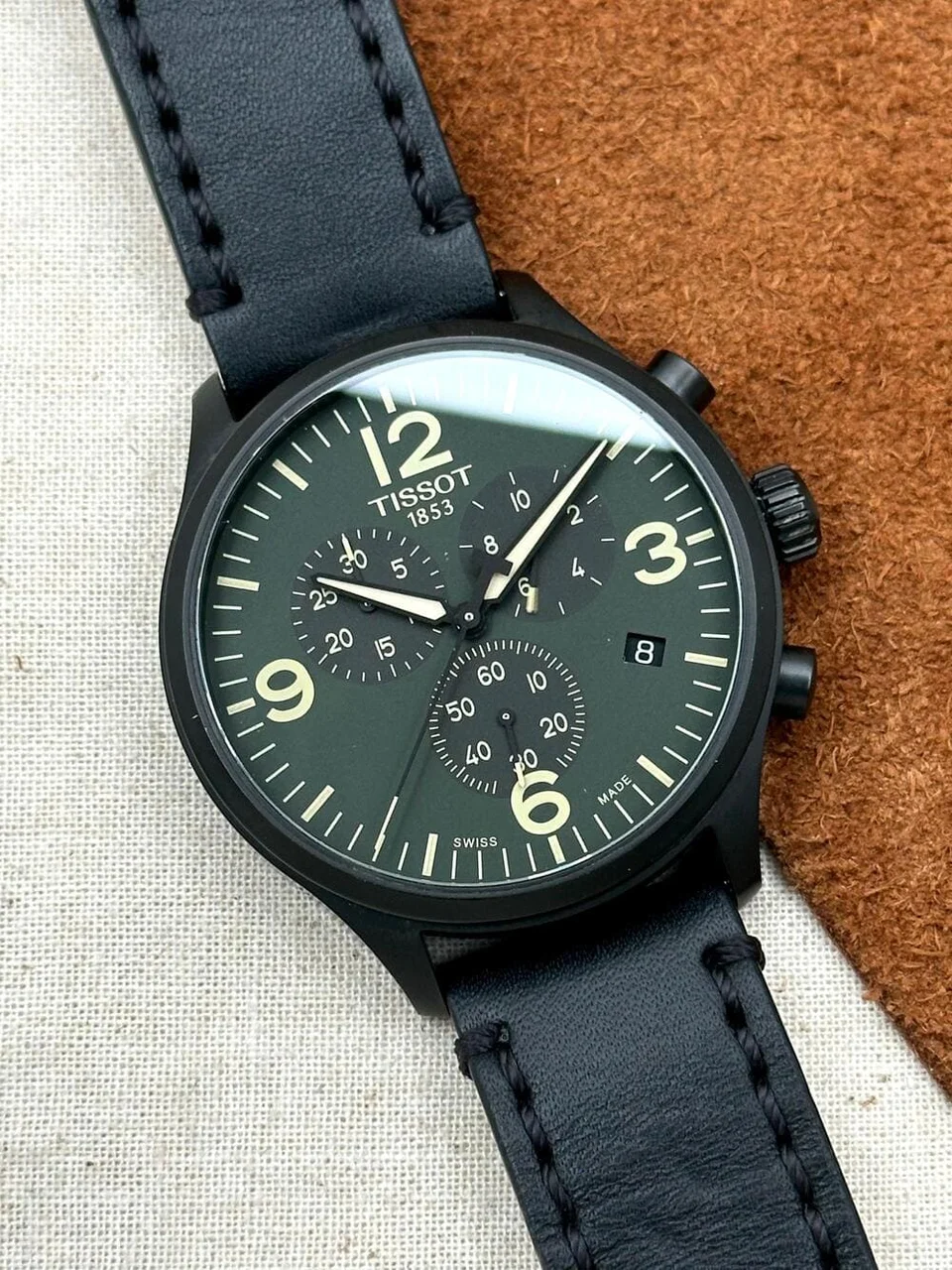 Tissot Chrono XL Green Dial 45 mm, de cuarzo. 45 mm kol saati