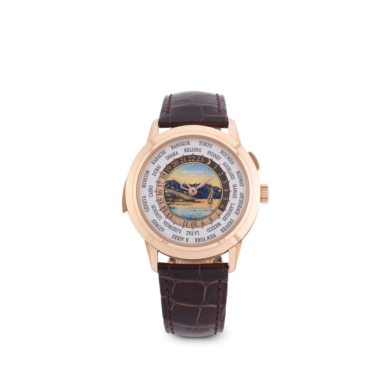 Patek Philippe PATEK PHILIPPE, REF. 5531R-012, MINUTE REPEATING WORLD TIME, ENAMEL, 18K PINK GOLD 40 mm kol saati