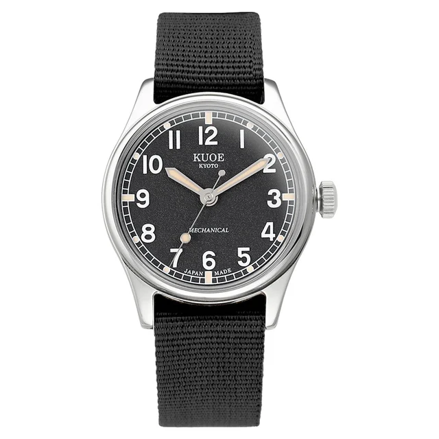 Kuoe Old Smith 90-002 Automatic 35mm Watch with Black Dial #OS90002-ND-BK-NATO-SA kol saat
