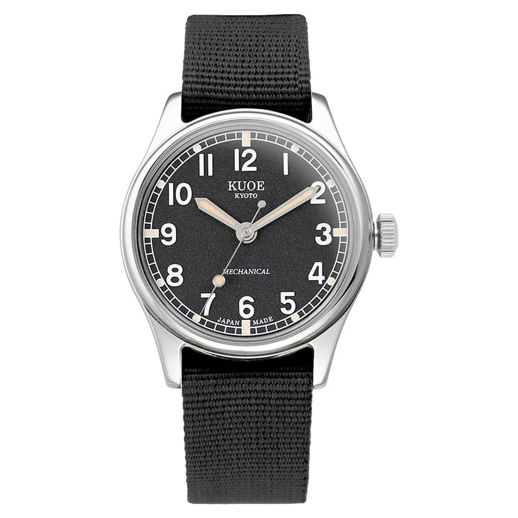 Kuoe Old Smith 90-002 Automatic 35mm Watch with Black Dial #OS90002-ND-BK-NATO-SA 35 mm kol saati