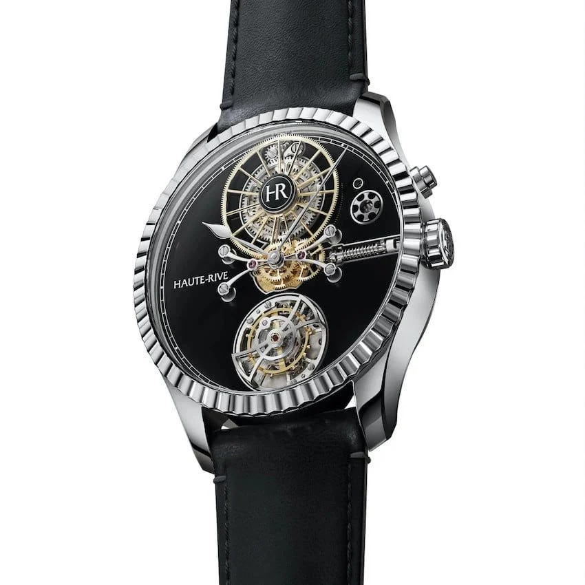 Haute-Rive Haute Rive Honoris I Stainless Steel Black Enamel Dial Fluted Bezel HR-H1-SS-BL-FB kol saati