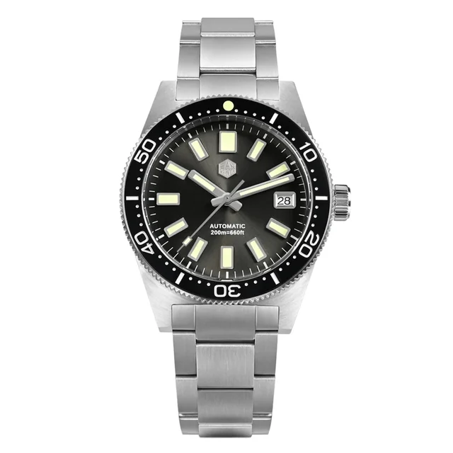 San Martin Dive Watch SN007GB 圣马丁SN0007B-灰色-logo-胶带- kol saati