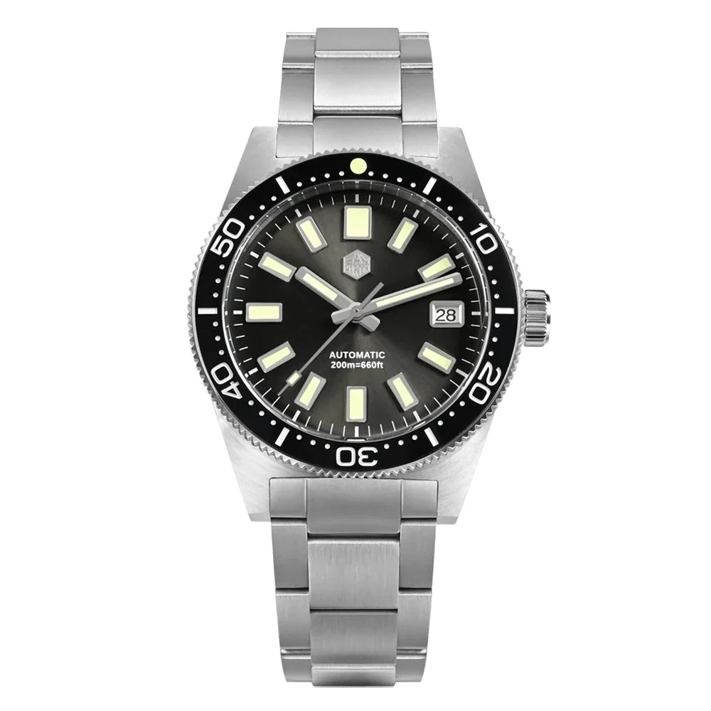 San Martin Dive Watch SN007GB 圣马丁SN0007B-灰色-logo-胶带- 39 mm kol saati