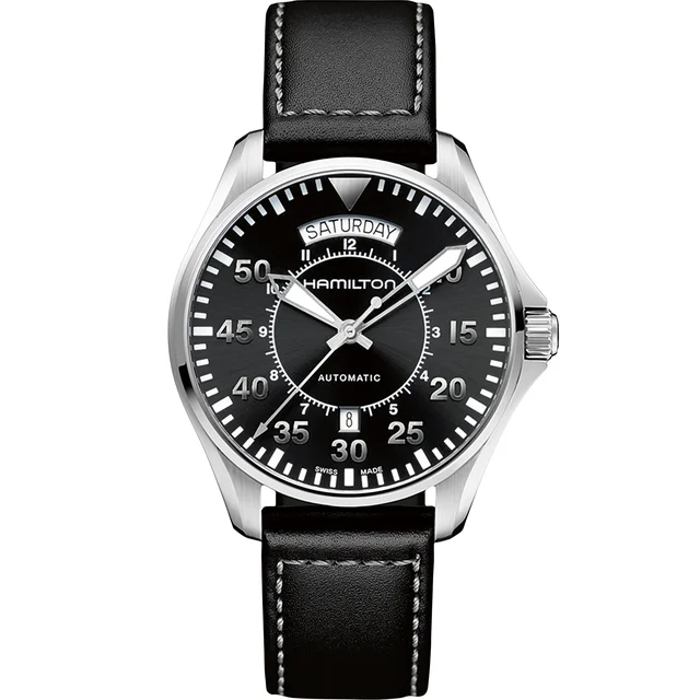 Hamilton Khaki Aviation Pilot Day Date Auto H64615735 kol saati