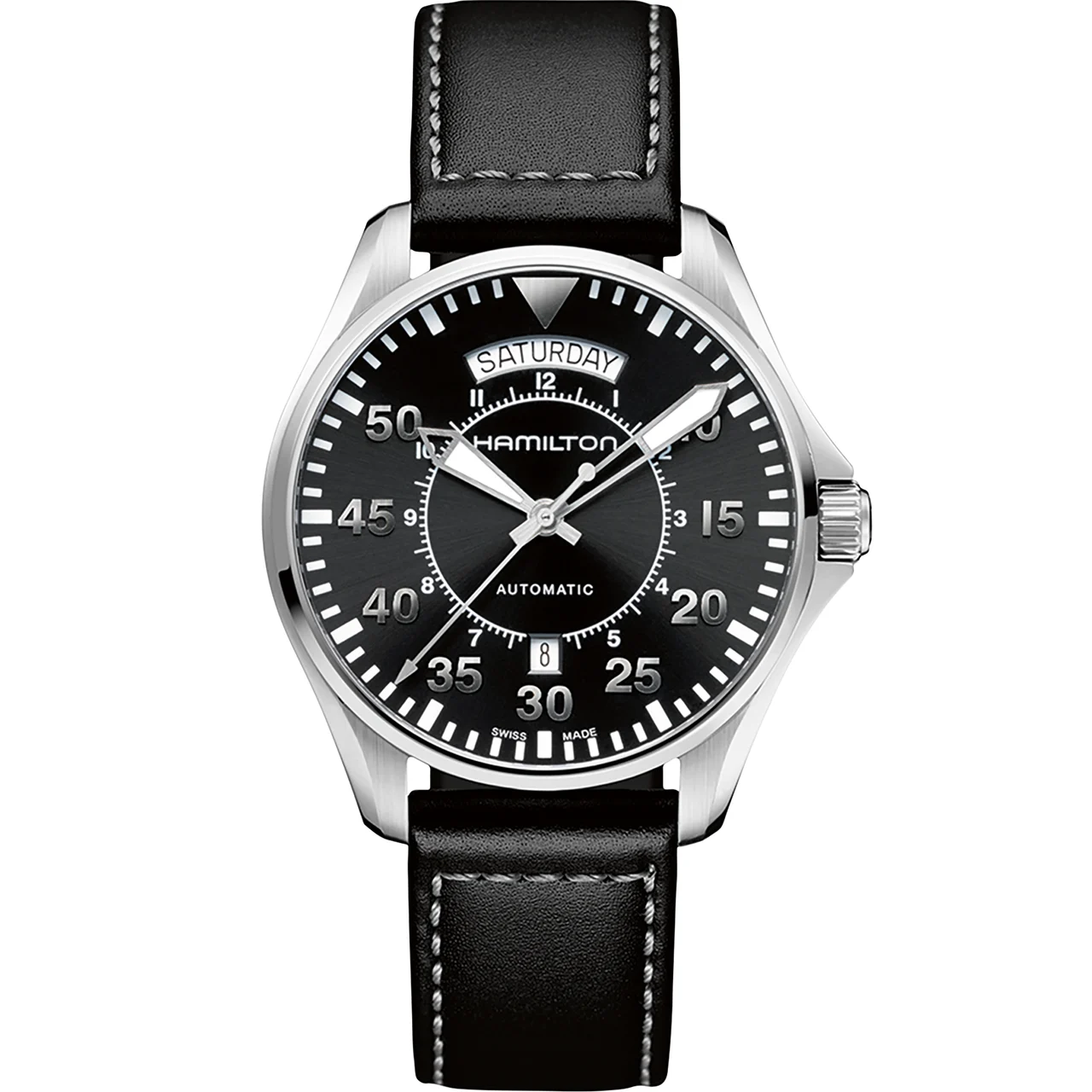 Hamilton Khaki Aviation Pilot Day Date Auto H64615735 42 mm kol saati