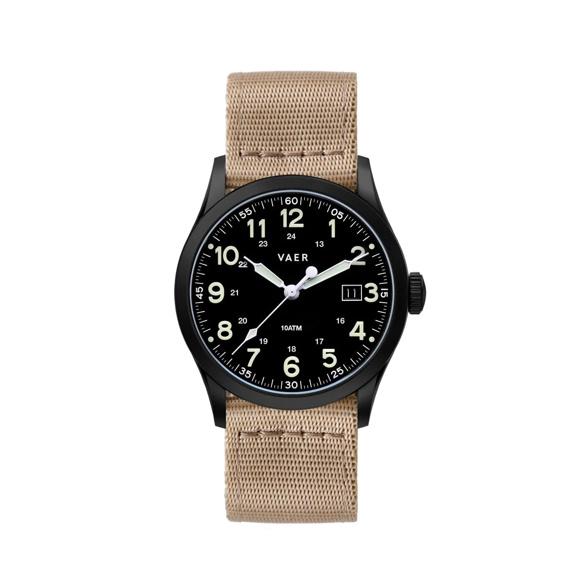 Vaer S3-TF-SIL20PVDBLK-NY20PVDKHA 36 mm kol saati