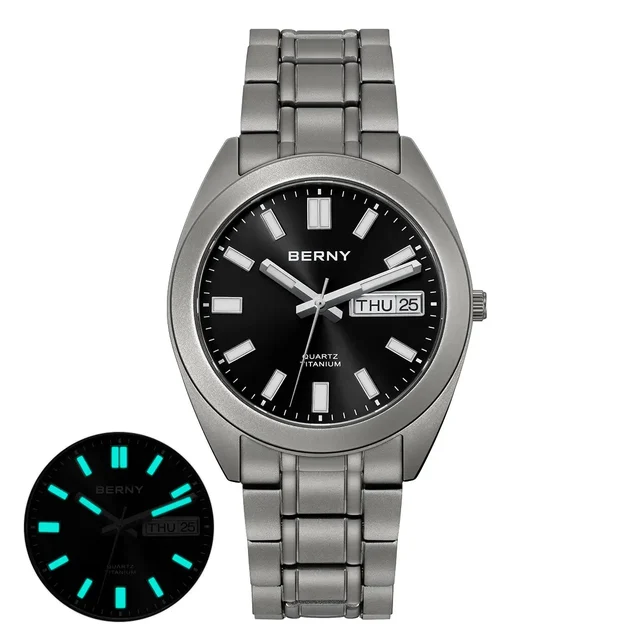 BERNY Men Quartz Titanium Dress Watch-T2567MS T2567MS-C kol saati