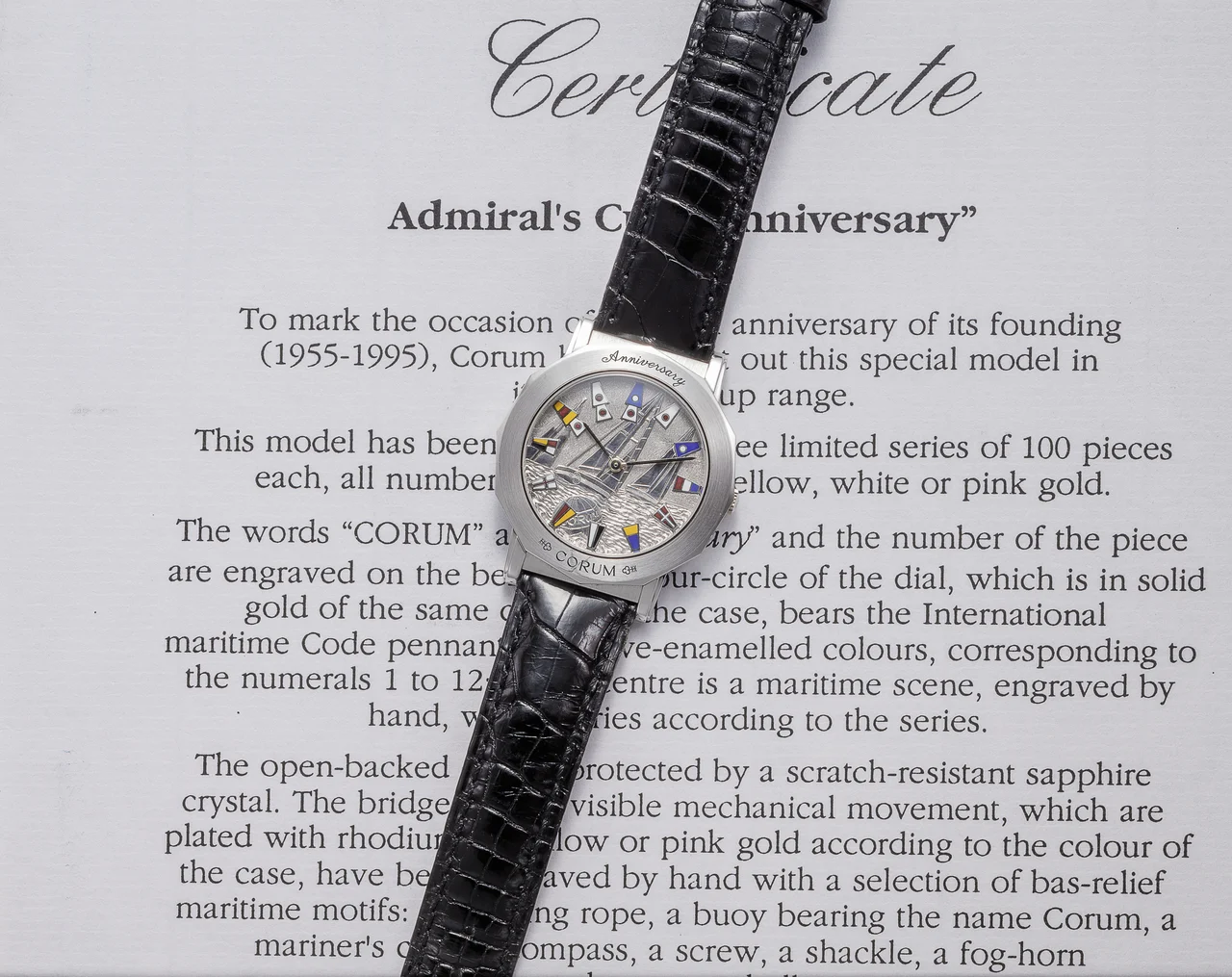 Corum CORUM REF. 55.730.59, "ADMIRAL'S CUP ANNIVERSARY", 18K WHITE GOLD, LIMITED EDITION NO.12 / 100 kol saati