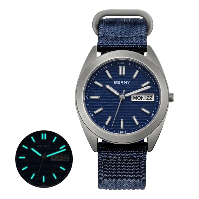 BERNY Men Quartz Titanium Dress Watch-T2597M T2597M-C kol saati