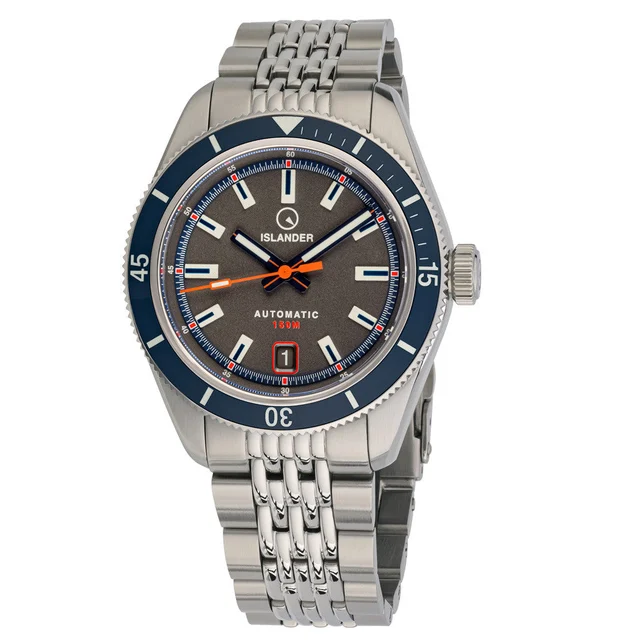 Islander Port Jefferson Skin Diver Automatic Watch with Charcoal Dial #ISL-179 kol saati