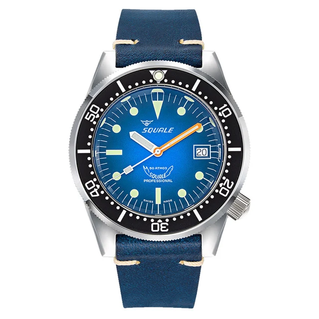 Squale Meter Swiss Made Automatic Dive Watch with Ombre Blue Dial #1521-PROFD kol saati