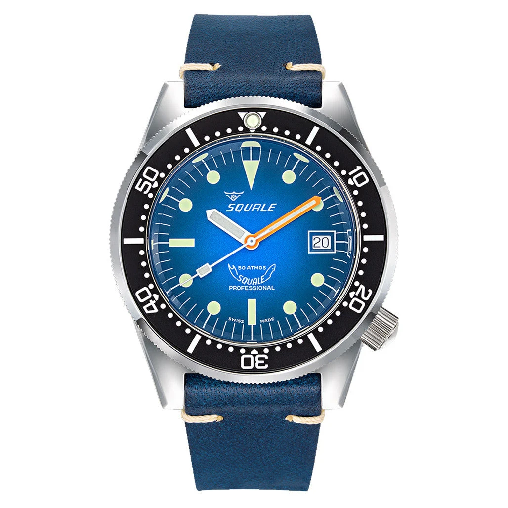 Squale Meter Swiss Made Automatic Dive Watch with Ombre Blue Dial #1521-PROFD 42 mm kol saati