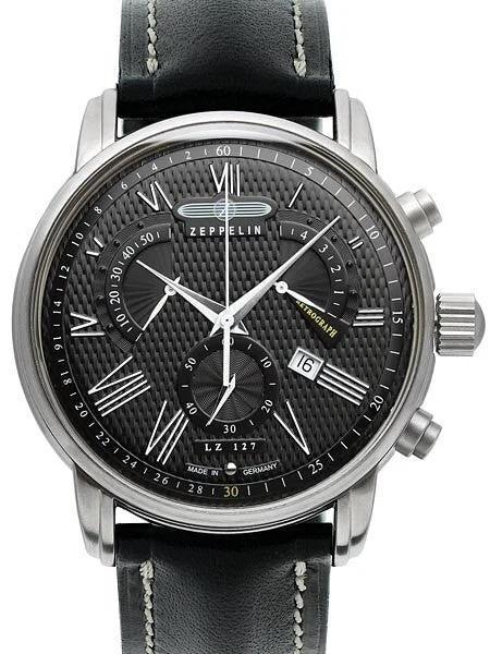 Graf Zeppelin Chronograph, Retrograde Watch with Beautiful Dial #7682-2 kol saati