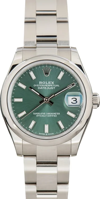 Rolex Jubilee Datejust 31 Ref 278240 Mint Green Dial kol saati