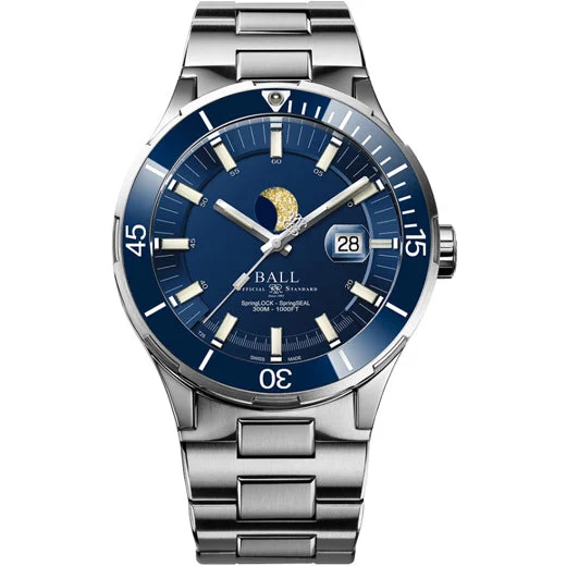 Ball Roadmaster Challenger Moonphase 43mm Blue Dial on Bracelet DM3150B-S13J-BE 43 mm kol saati