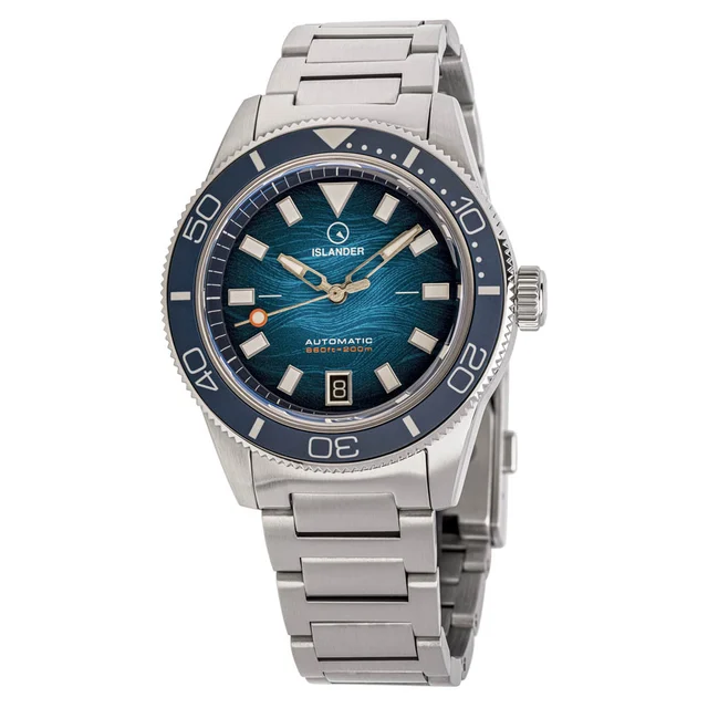 Islander Bayport Automatic Dive Watch with Blue Wave Dial #ISL-311 kol saati