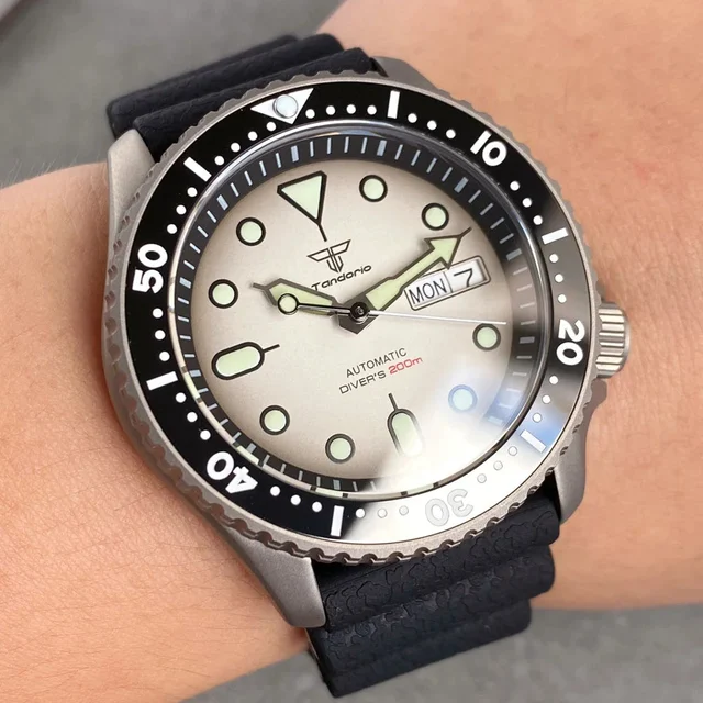 Tandorio Titanium Skx007 TD251 Automatic Diver Watch NH36 Sapphire 20BAR 41mm Ceramic 14:9