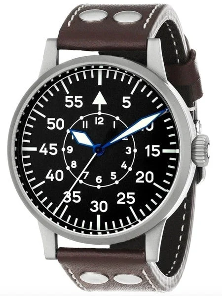 Laco Dortmund Type B Dial Swiss Mechanical Pilot Watch with Domed Sapphire Crystal #861751 45 mm kol saati