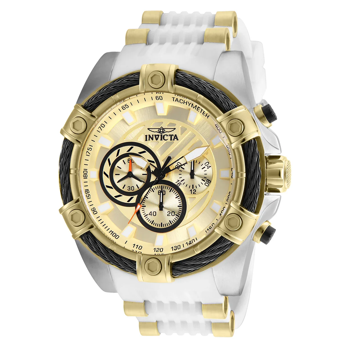 Invicta Bolt Girdex Watch - 52mm. Gold, White (25528) 52 mm kol saati