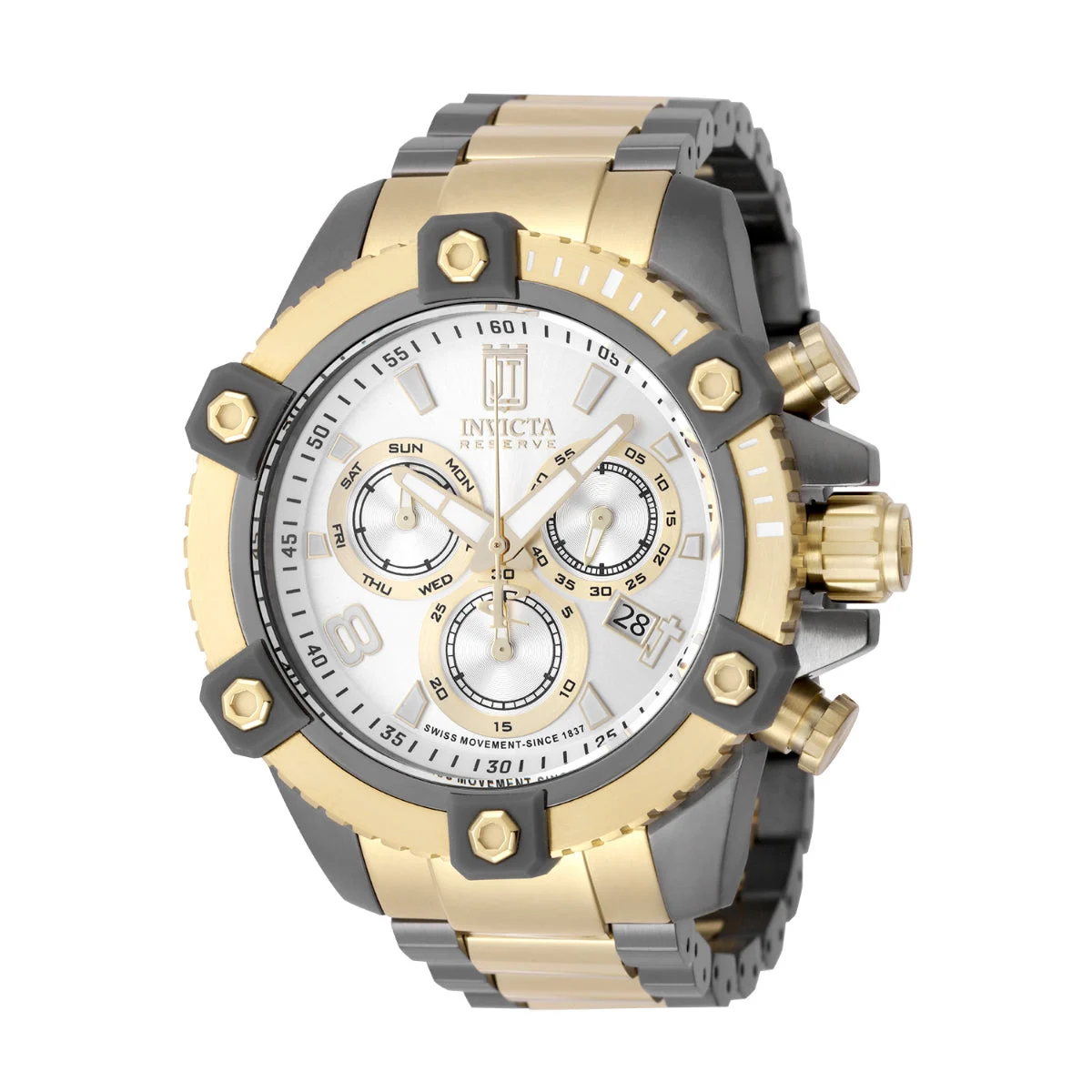 Invicta Soverix Swiss Ronda Z60 Caliber Watch - 50mm, Gunmetal, Gold (51275) 50 mm kol saati