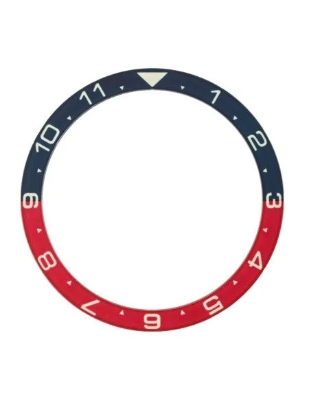 Islander Dual-Time Dark Blue-Red Luminous Sapphire Bezel Insert for Seiko SKX007, SKX009, 