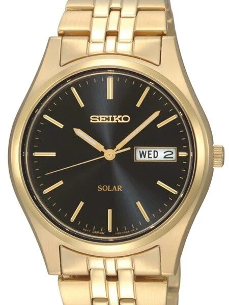 Seiko Core Series Solar Watch with 37mm Goldtone Case and Bracelet #SNE044 kol saati