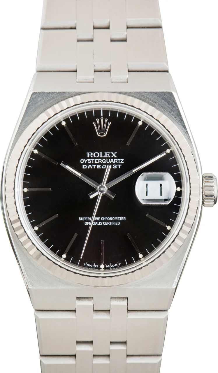 Rolex ROLEX, REF. 17014, OYSTERQUARTZ DATEJUST, BLUE DIAL, STEEL 36 mm kol saati