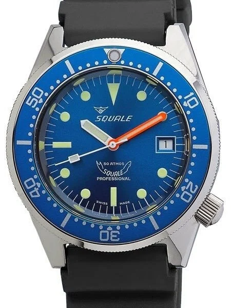 Squale Scratch an Dent - 500 Meter Swiss Made Automatic Dive Watch with Blue Dial #1521-02