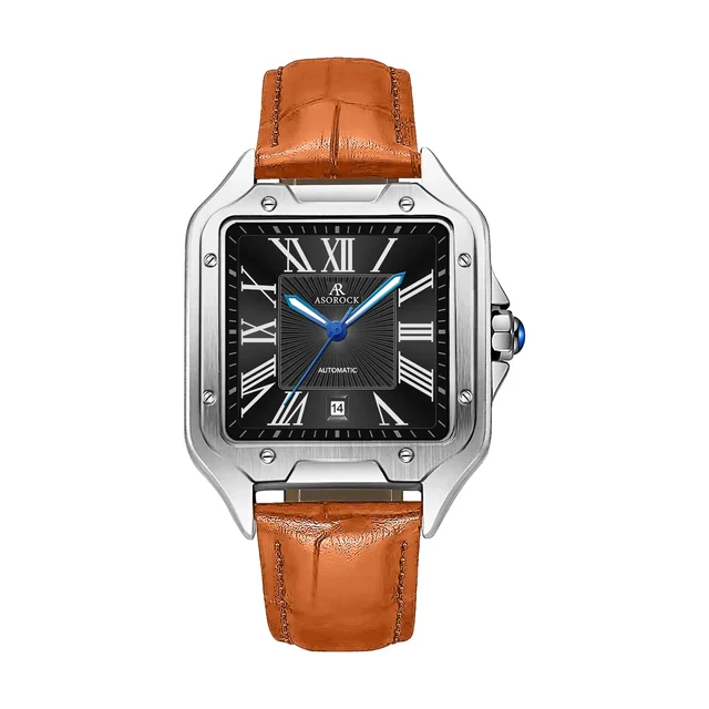 ASOROCK WATCHES Silver/Black - brown strap Diplomat (Pre-order ships out Jun kol saati